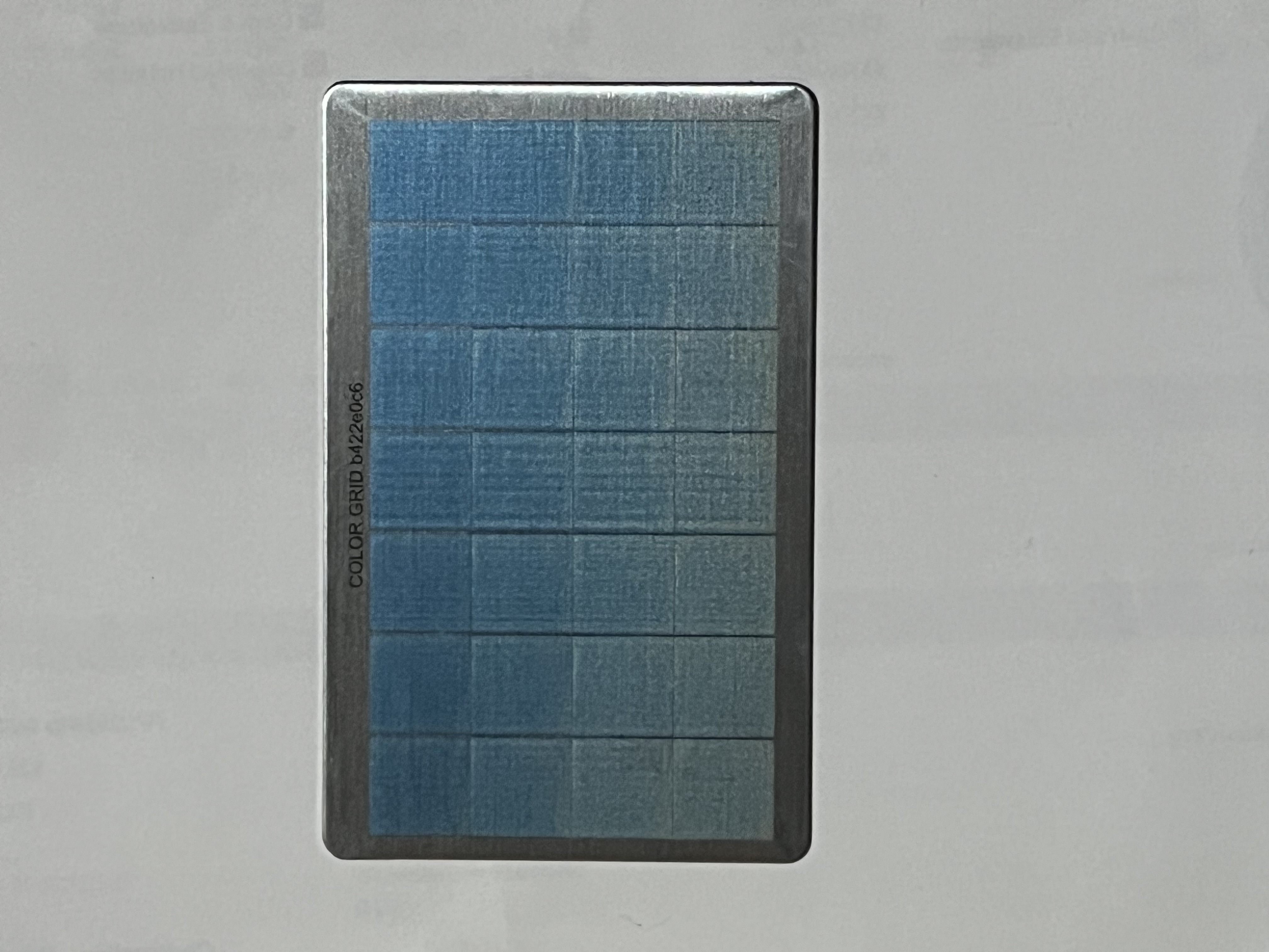 Engraved Color Lab discovery grid on a metal test card